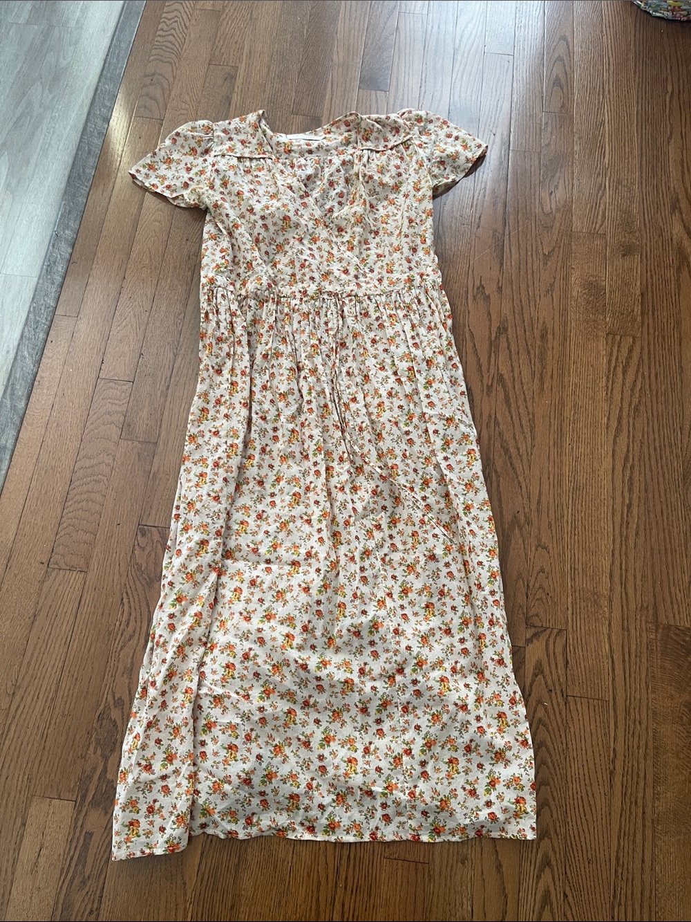 Christy Dawn dawn dress Cream Maxi Dress with Orange Floral Print